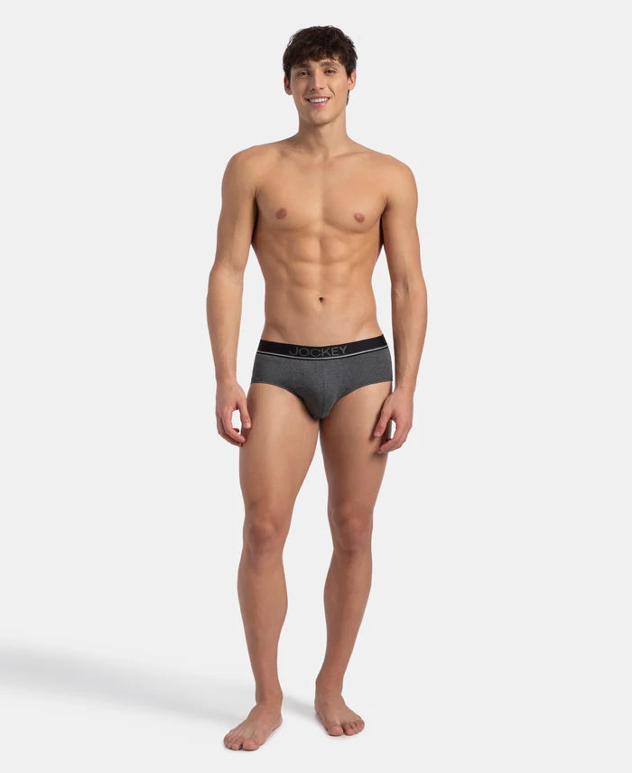 Super Combed Cotton Solid Brief with Ultrasoft Waistband - Charcoal Melange (Pack of 2)