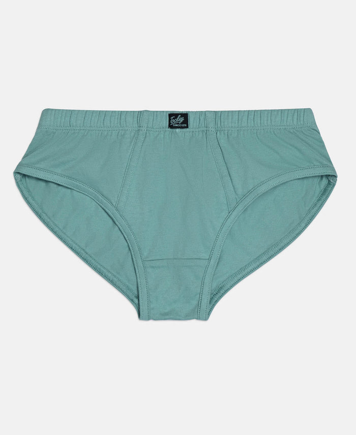 Super Combed Cotton Solid Brief with Ultrasoft Waistband - Cornsilk, Black & Feldspar (Pack of 3)