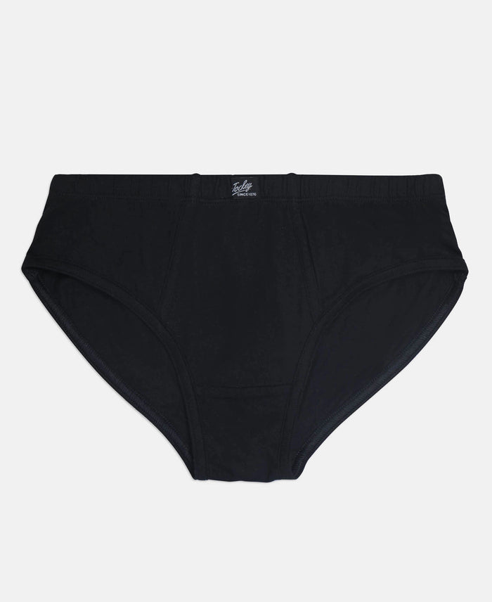 Super Combed Cotton Solid Brief with Ultrasoft Waistband - Cornsilk, Black & Feldspar (Pack of 3)