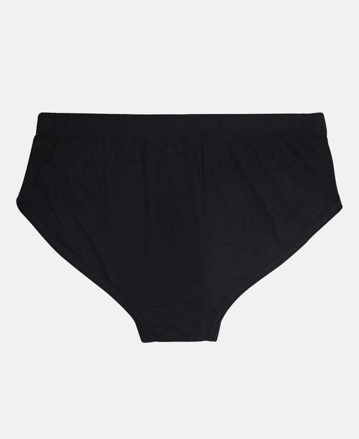 Super Combed Cotton Solid Brief with Ultrasoft Waistband - Cornsilk, Black & Feldspar (Pack of 3)