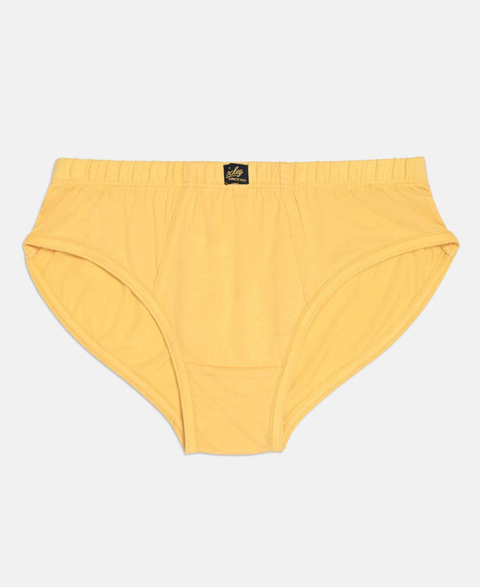Super Combed Cotton Solid Brief with Ultrasoft Waistband - Cornsilk, Black & Feldspar (Pack of 3)