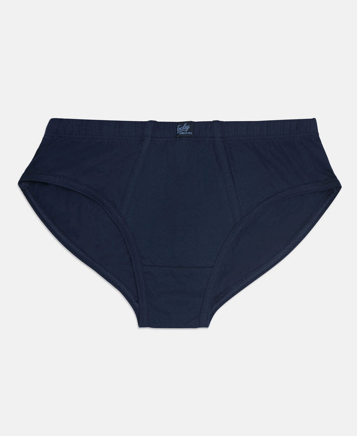 Super Combed Cotton Solid Brief with Ultrasoft Waistband - Cornsilk, Navy & Sleet (Pack of 3)