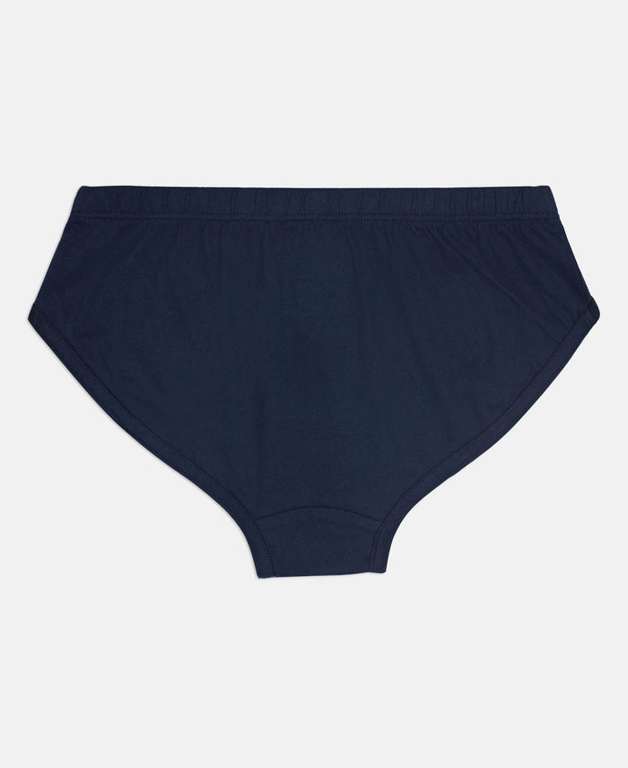 Super Combed Cotton Solid Brief with Ultrasoft Waistband - Cornsilk, Navy & Sleet (Pack of 3)