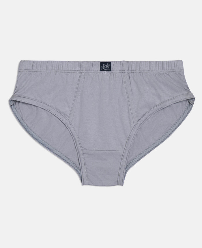 Super Combed Cotton Solid Brief with Ultrasoft Waistband - Cornsilk, Navy & Sleet (Pack of 3)