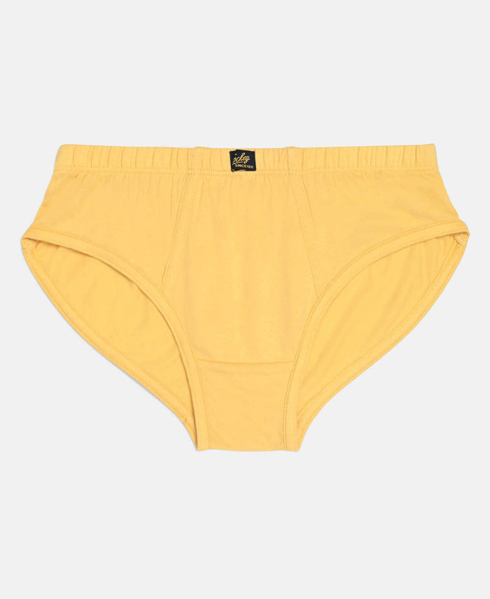 Super Combed Cotton Solid Brief with Ultrasoft Waistband - Cornsilk, Navy & Sleet (Pack of 3)