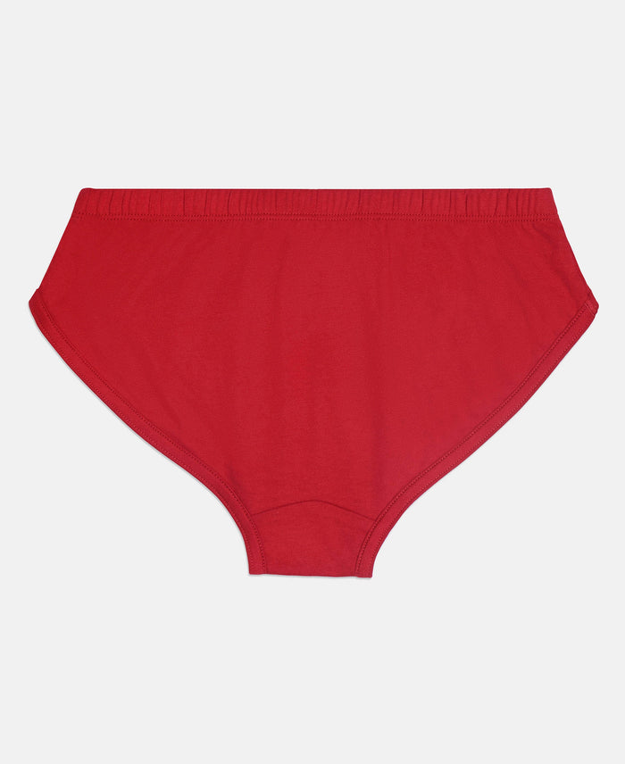 Super Combed Cotton Solid Brief with Ultrasoft Waistband - Coronet Blue, Chilli Pepper & Sleet (Pack of 3)