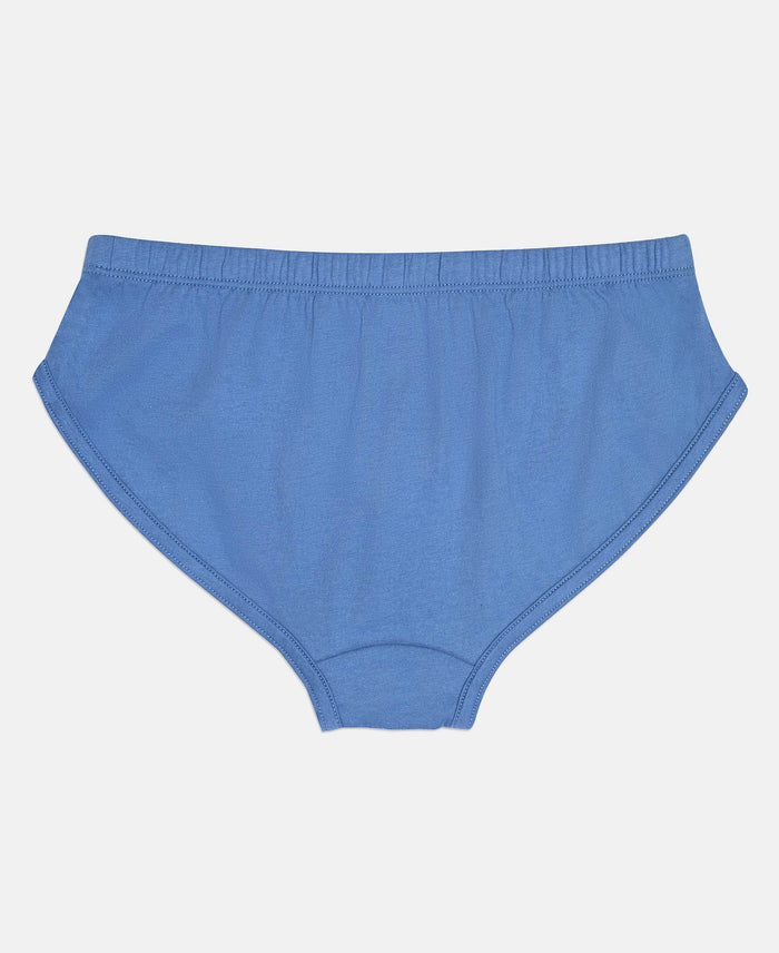 Super Combed Cotton Solid Brief with Ultrasoft Waistband - Coronet Blue, Chilli Pepper & Sleet (Pack of 3)
