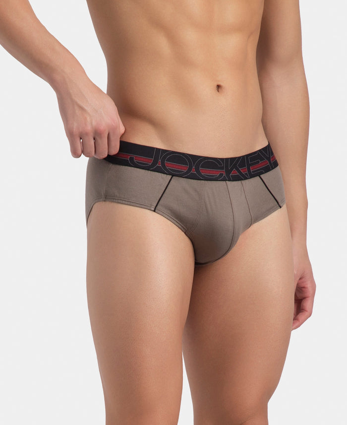 Super Combed Cotton Solid Brief with Ultrasoft Waistband - Dark Khaki (Pack of 2)