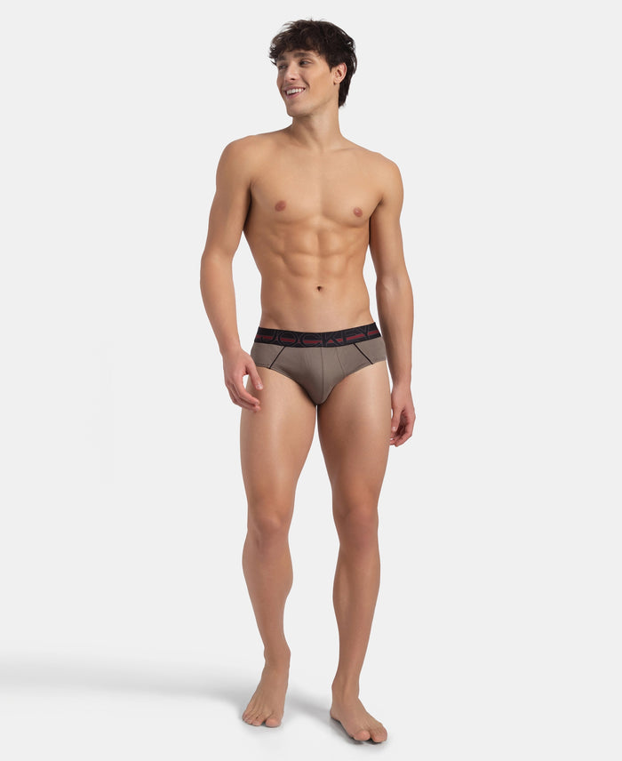 Super Combed Cotton Solid Brief with Ultrasoft Waistband - Dark Khaki (Pack of 2)