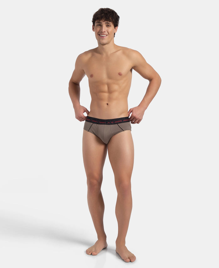 Super Combed Cotton Solid Brief with Ultrasoft Waistband - Dark Khaki (Pack of 2)