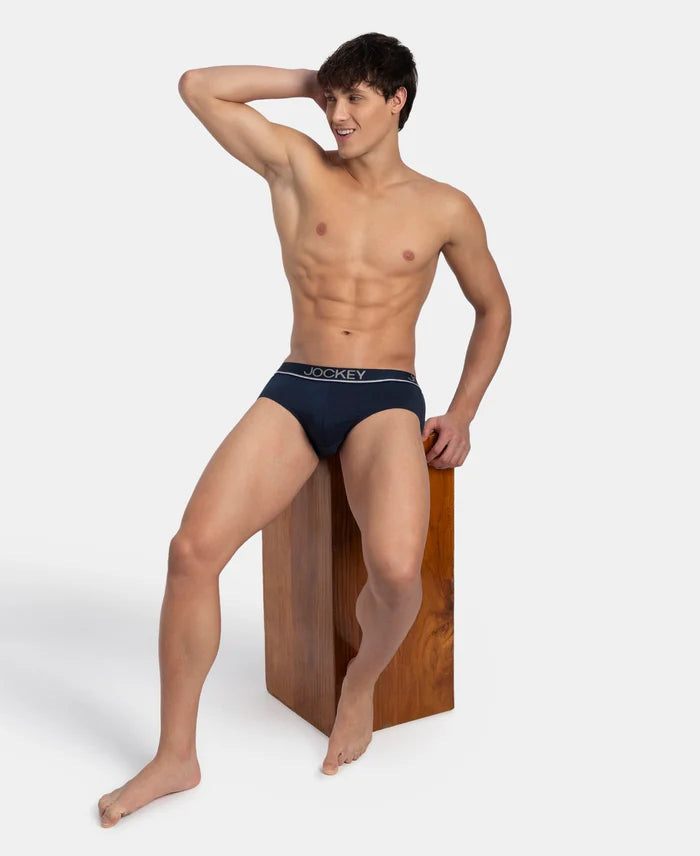Super Combed Cotton Solid Brief with Ultrasoft Waistband - Deep Navy (Pack of 2)