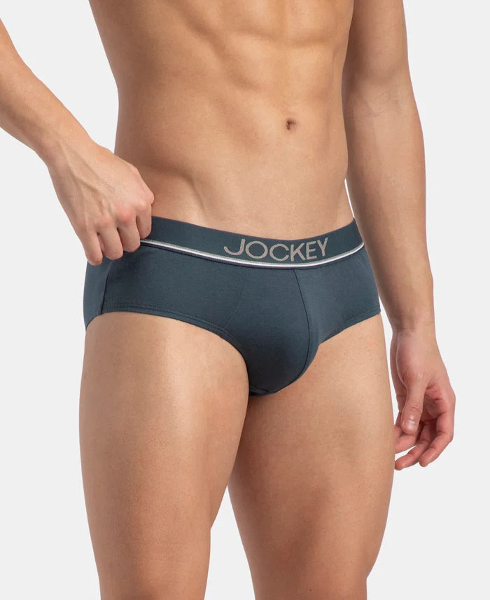 Super Combed Cotton Solid Brief with Ultrasoft Waistband - Deep Slate (Pack of 2)