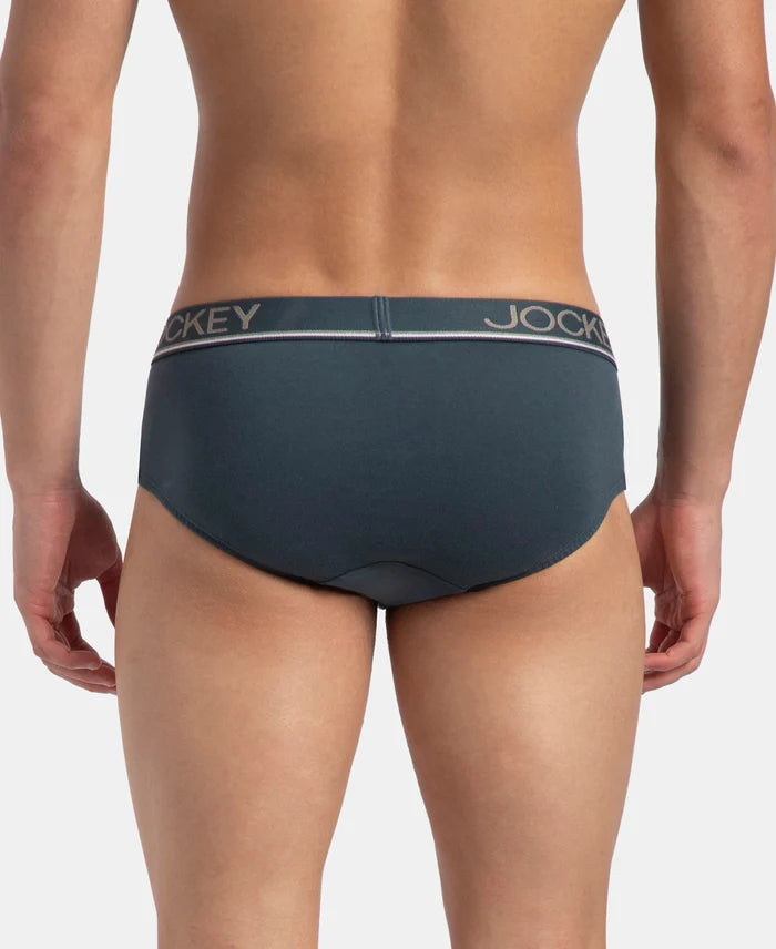 Super Combed Cotton Solid Brief with Ultrasoft Waistband - Deep Slate (Pack of 2)