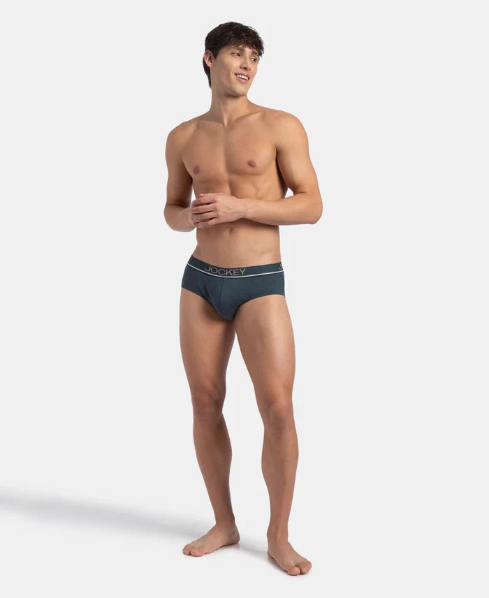Super Combed Cotton Solid Brief with Ultrasoft Waistband - Deep Slate (Pack of 2)
