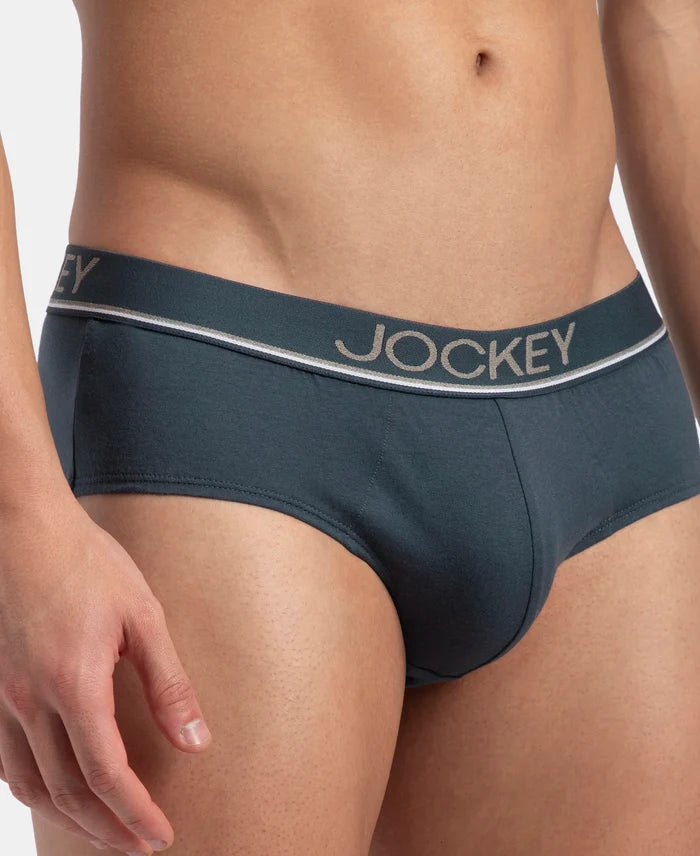 Super Combed Cotton Solid Brief with Ultrasoft Waistband - Deep Slate (Pack of 2)