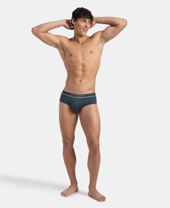 Super Combed Cotton Solid Brief with Ultrasoft Waistband - Deep Slate (Pack of 2)