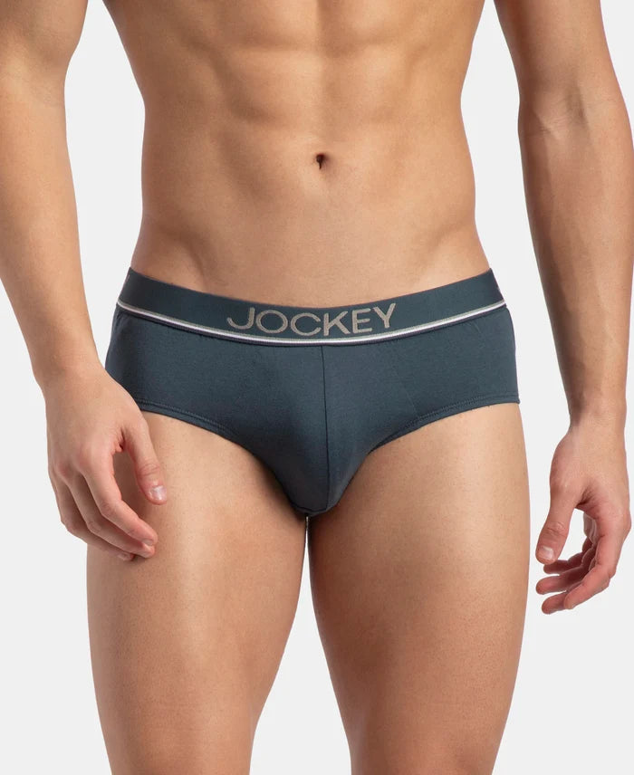 Super Combed Cotton Solid Brief with Ultrasoft Waistband - Deep Slate (Pack of 2)