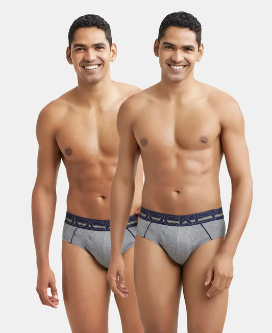 Super Combed Cotton Solid Brief with Ultrasoft Waistband - Mid Grey Melange-1