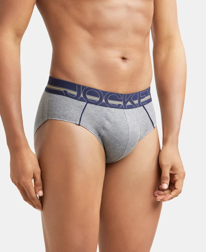 Super Combed Cotton Solid Brief with Ultrasoft Waistband - Mid Grey Melange-3