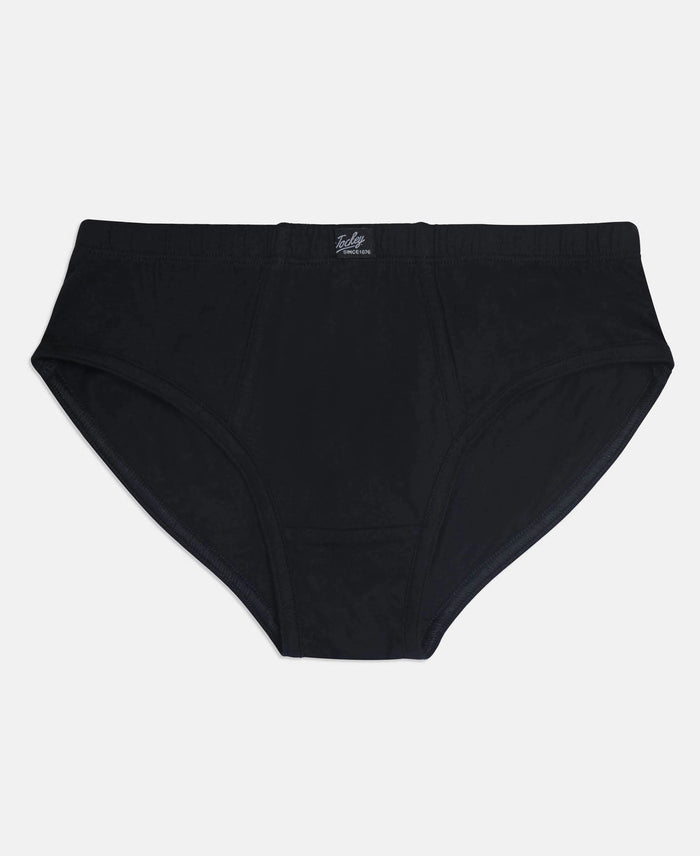 Super Combed Cotton Solid Brief with Ultrasoft Waistband - Navy, Black & Raw Sienna (Pack of 3)