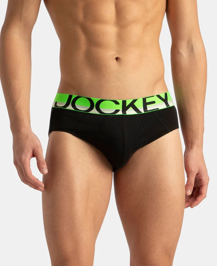 Super Combed Cotton Solid Brief with Ultrasoft Waistband - New Black (Pack of 2)