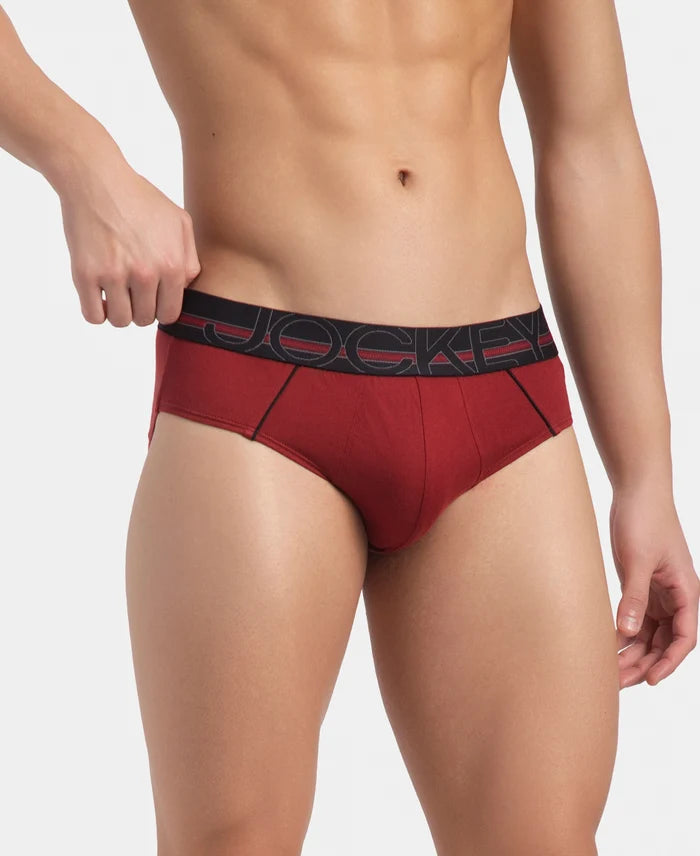 Super Combed Cotton Solid Brief with Ultrasoft Waistband - Sundried Tomato (Pack of 2)