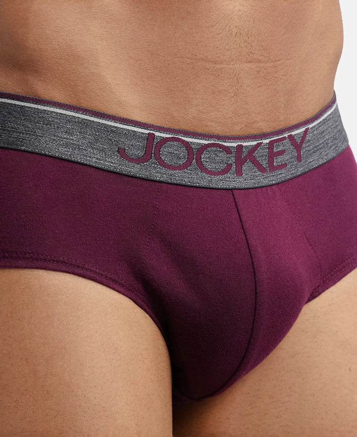 Super Combed Cotton Solid Brief with Ultrasoft Waistband - Wine Tasting (Pack of 2)