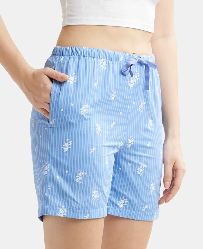 Super Combed Cotton Yarn Dyed Woven Relaxed Fit Striped Shorts with Side Pockets - Iris Blue Assorted Checks-2