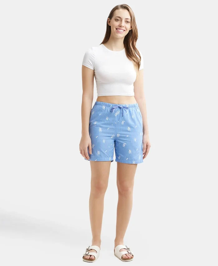 Super Combed Cotton Yarn Dyed Woven Relaxed Fit Striped Shorts with Side Pockets - Iris Blue Assorted Checks-4