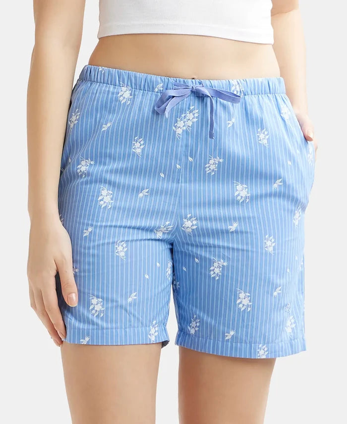 Super Combed Cotton Yarn Dyed Woven Relaxed Fit Striped Shorts with Side Pockets - Iris Blue Assorted Checks-5