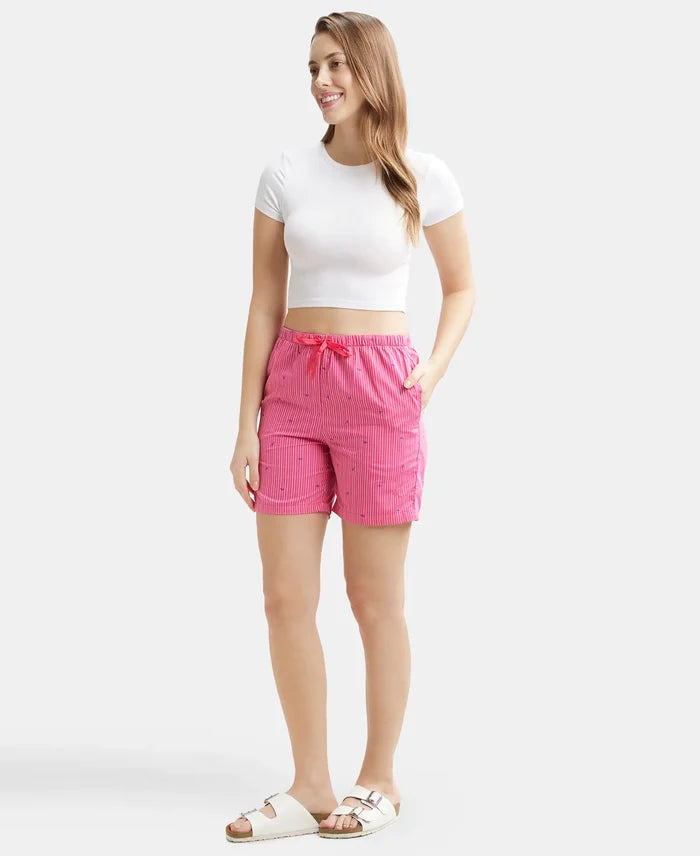 Super Combed Cotton Yarn Dyed Woven Relaxed Fit Striped Shorts with Side Pockets - Ruby Assorted Checks-6