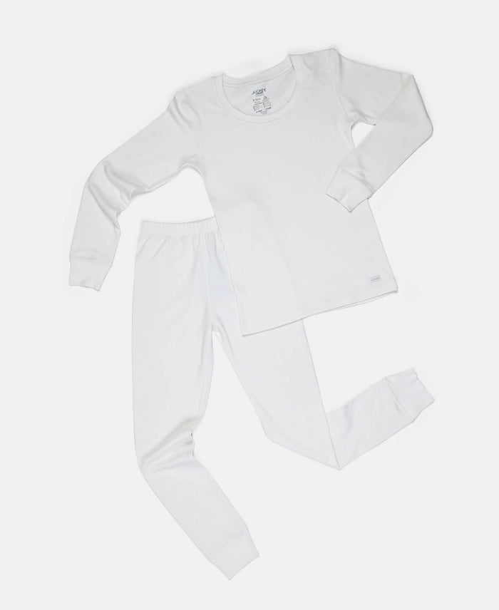 Super Warm Kid's Super Combed Cotton Rich Brushed Thermal Long John with StayWarm Treatment - Off White