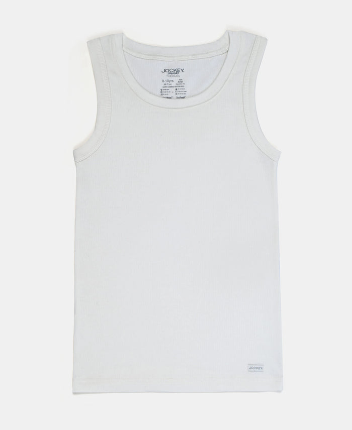 Super Warm Kid's Super Combed Cotton Rich Brushed Thermal Muscle Vest with StayWarm Treatment - Off White
