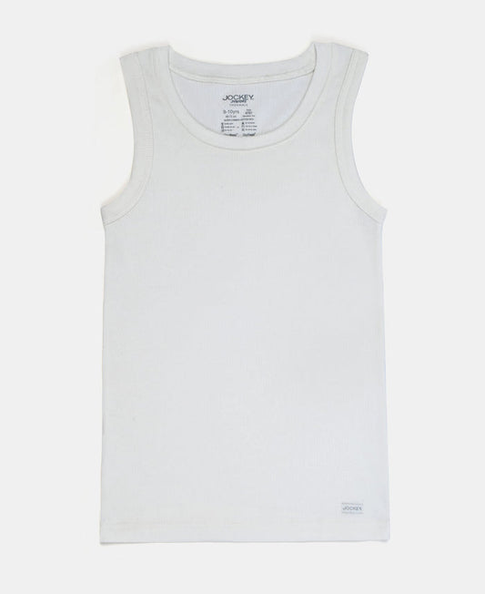 Super Warm Kid's Super Combed Cotton Rich Brushed Thermal Muscle Vest with StayWarm Treatment - Off White