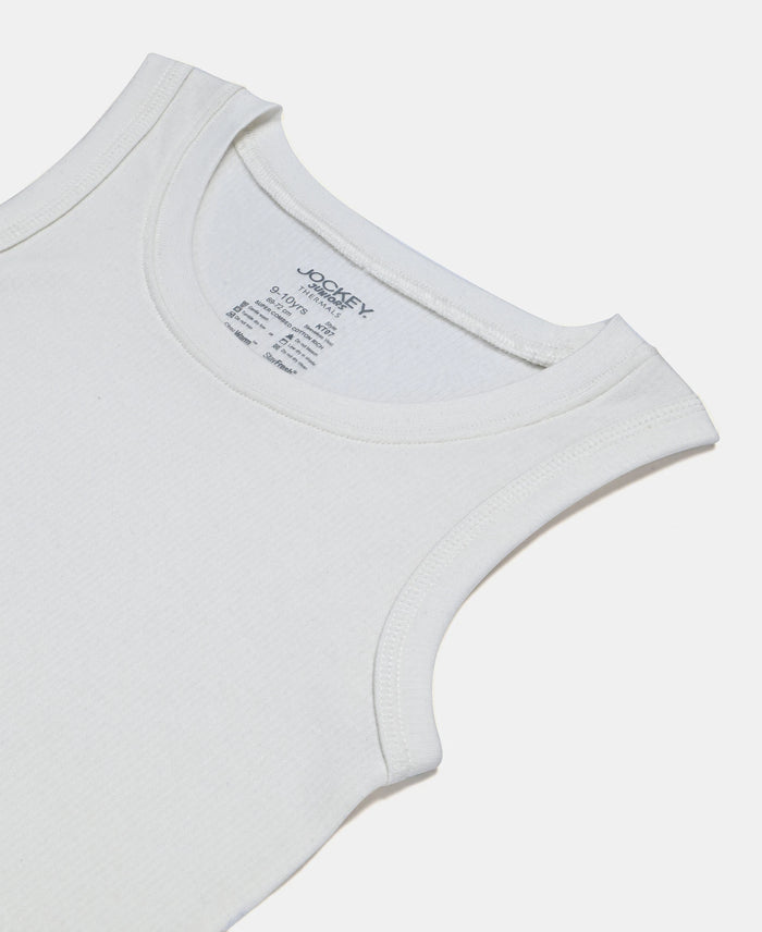 Super Warm Kid's Super Combed Cotton Rich Brushed Thermal Muscle Vest with StayWarm Treatment - Off White