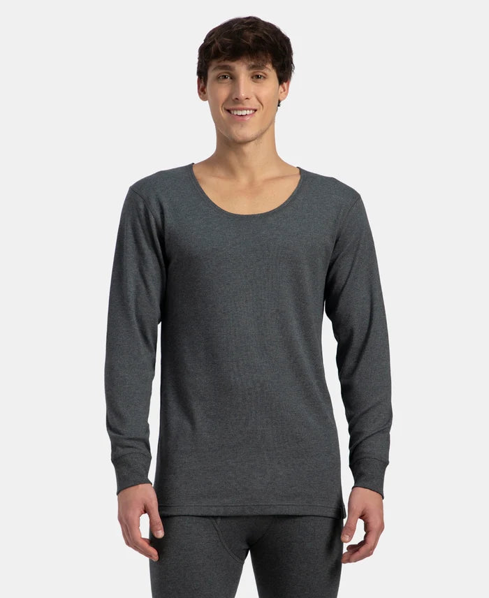 Super Warm Super Combed Cotton Rich Brushed Fabric Full Sleeved Thermal Undershirt with StayWarm Technology - Charcoal Melange