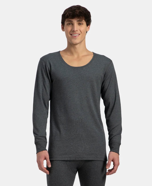 Super Warm Super Combed Cotton Rich Brushed Fabric Full Sleeved Thermal Undershirt with StayWarm Technology - Charcoal Melange