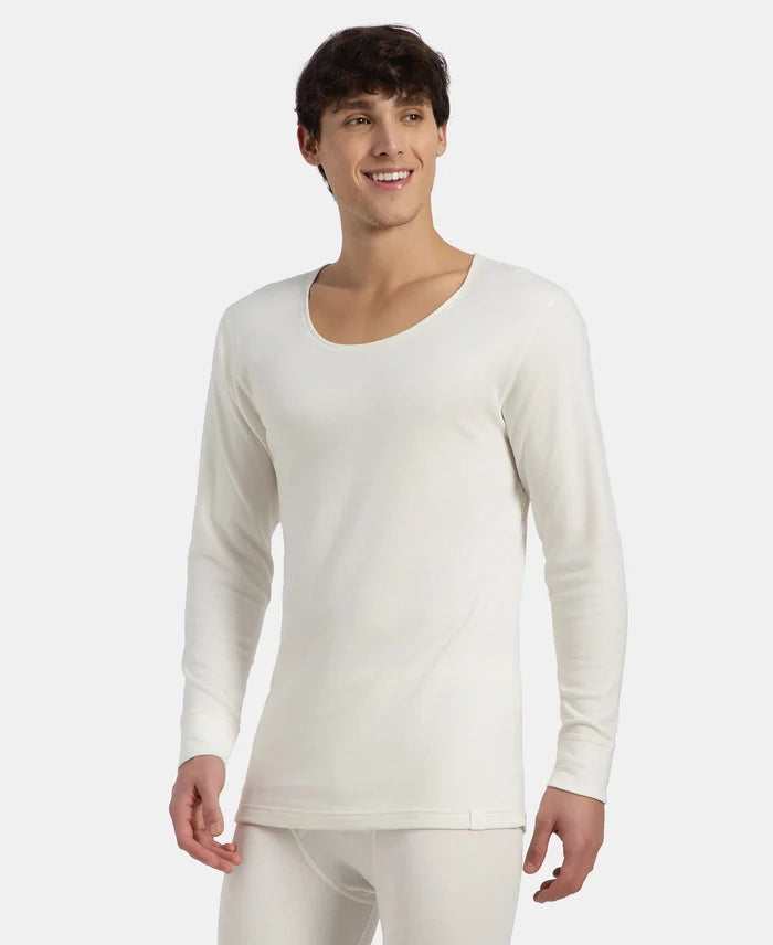 Super Warm Super Combed Cotton Rich Brushed Fabric Full Sleeved Thermal Undershirt with StayWarm Technology - Off White