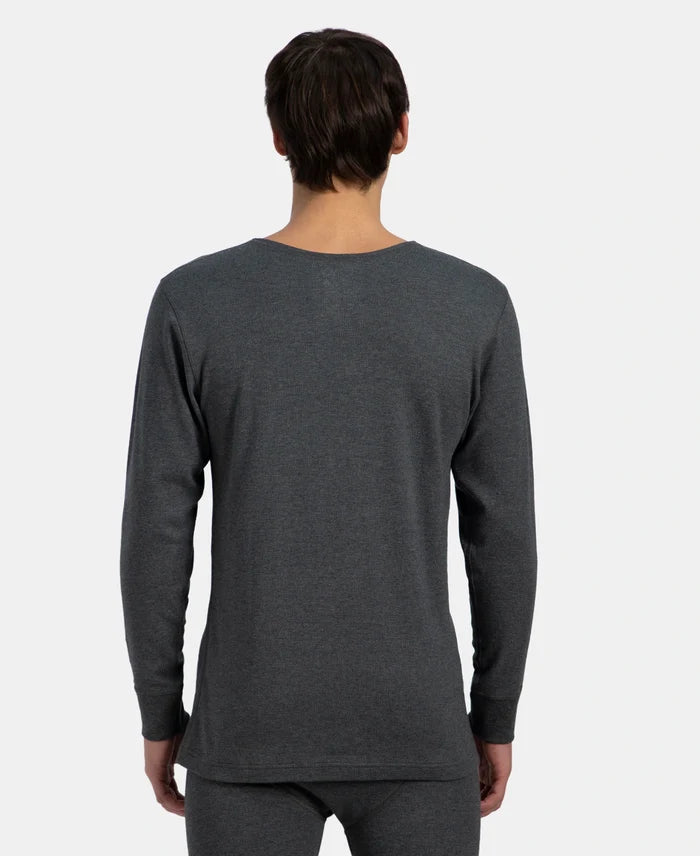 Super Warm Super Combed Cotton Rich Brushed Fabric Full Sleeved Thermal Undershirt with StayWarm Technology - Charcoal Melange