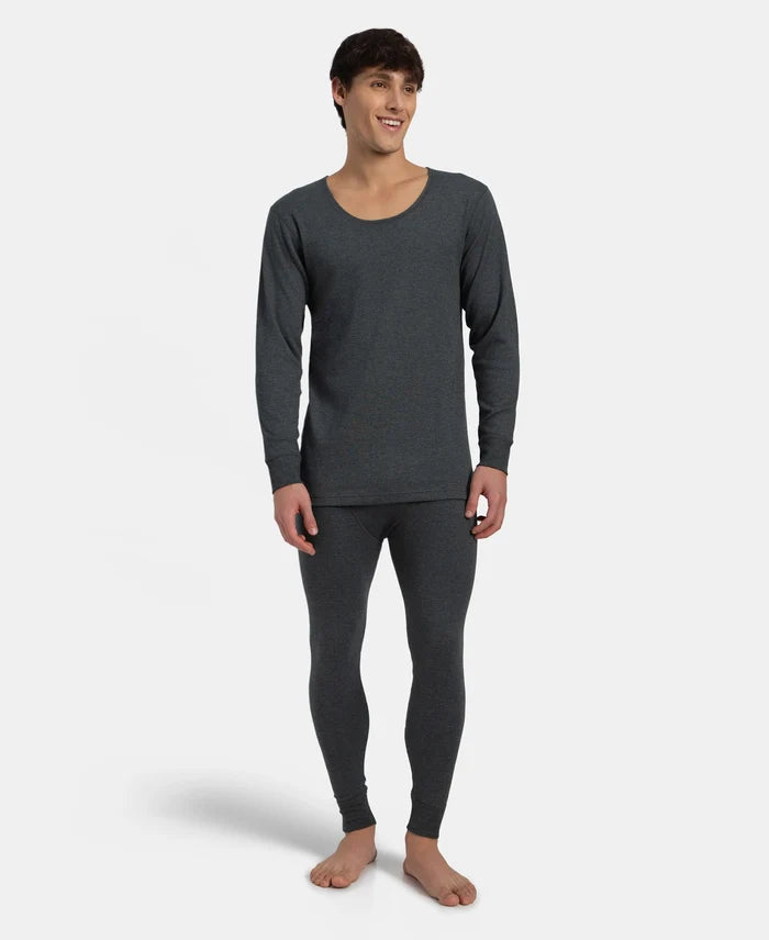 Super Warm Super Combed Cotton Rich Brushed Fabric Full Sleeved Thermal Undershirt with StayWarm Technology - Charcoal Melange