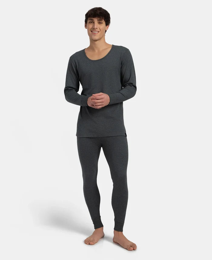 Super Warm Super Combed Cotton Rich Brushed Fabric Full Sleeved Thermal Undershirt with StayWarm Technology - Charcoal Melange