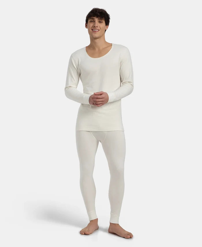 Super Warm Super Combed Cotton Rich Brushed Fabric Full Sleeved Thermal Undershirt with StayWarm Technology - Off White