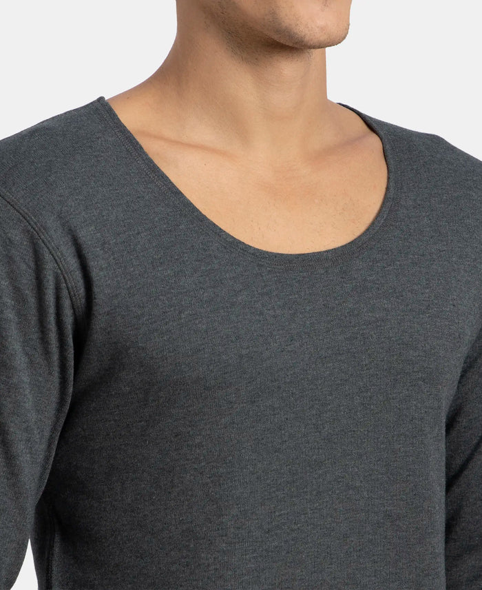 Super Warm Super Combed Cotton Rich Brushed Fabric Full Sleeved Thermal Undershirt with StayWarm Technology - Charcoal Melange