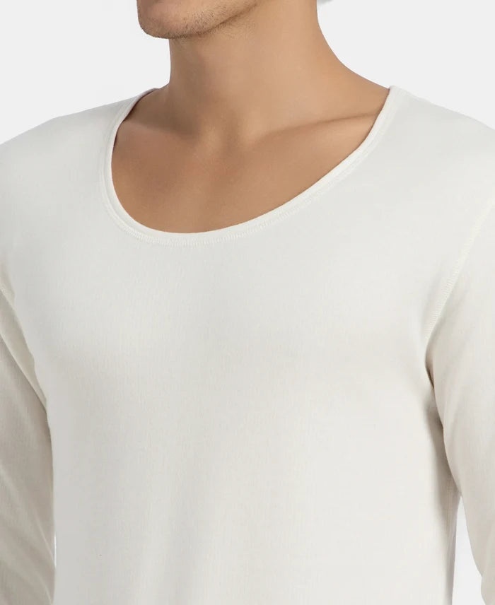 Super Warm Super Combed Cotton Rich Brushed Fabric Full Sleeved Thermal Undershirt with StayWarm Technology - Off White