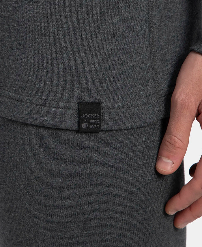 Super Warm Super Combed Cotton Rich Brushed Fabric Full Sleeved Thermal Undershirt with StayWarm Technology - Charcoal Melange