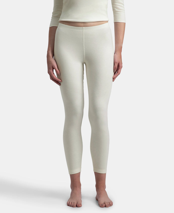 Super Warm Super Combed Cotton Rich Brushed Fabric Thermal Leggings with StayWarm Technology - Off White