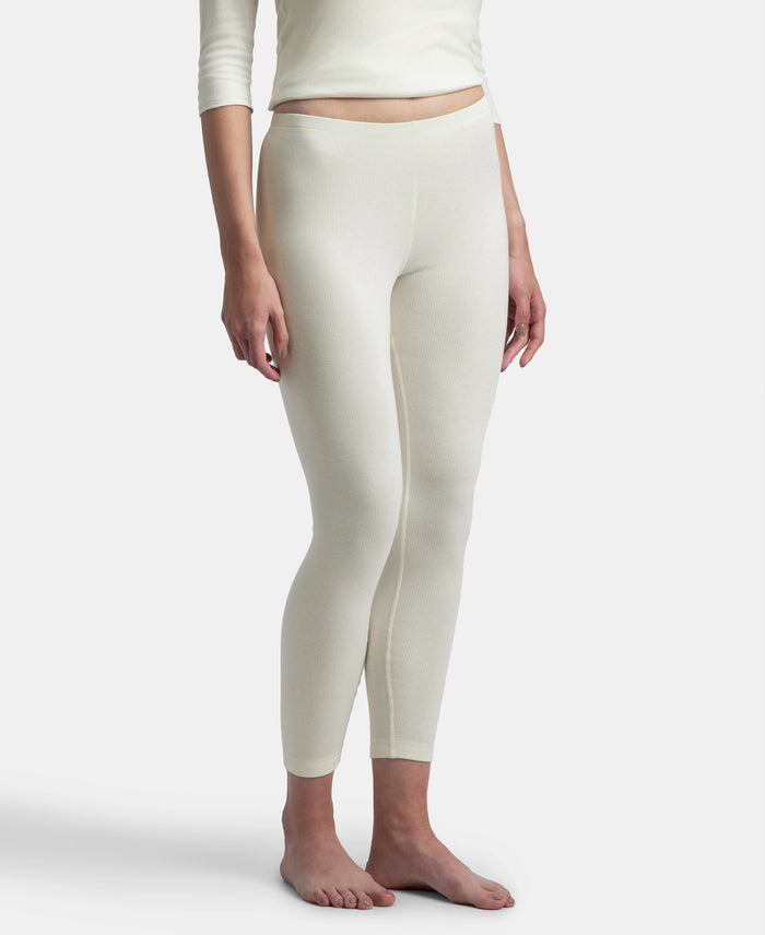 Super Warm Super Combed Cotton Rich Brushed Fabric Thermal Leggings with StayWarm Technology - Off White