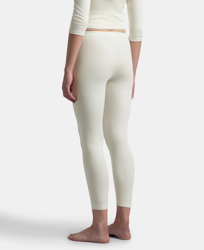 Super Warm Super Combed Cotton Rich Brushed Fabric Thermal Leggings with StayWarm Technology - Off White