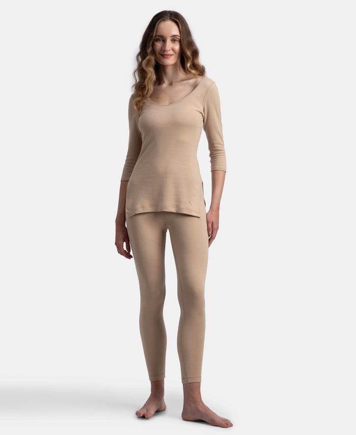 Super Warm Super Combed Cotton Rich Brushed Fabric Thermal Leggings with StayWarm Technology - Skin