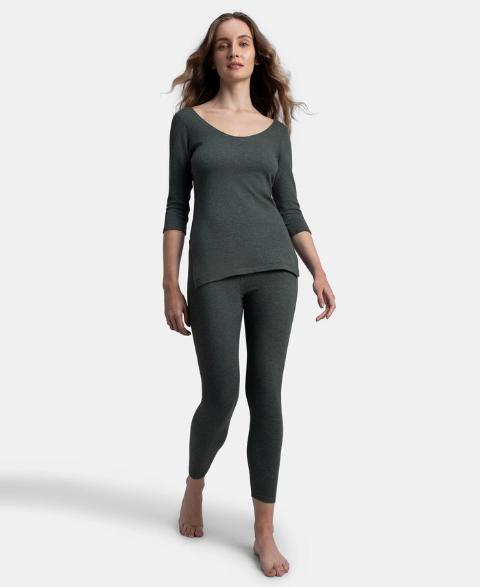 Super Warm Super Combed Cotton Rich Brushed Fabric Thermal Leggings with StayWarm Technology - Charcoal Melange
